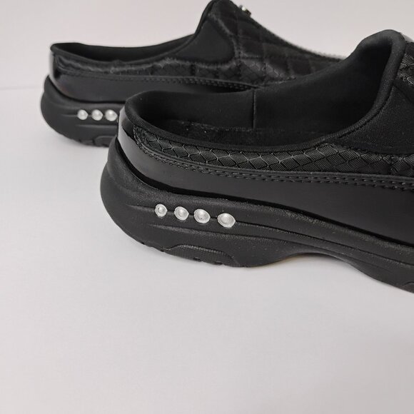 Easy Spirit Traveltime Sneaker Clogs | Black Patent Leather & Silver | Size 7.5 - Picture 5 of 13